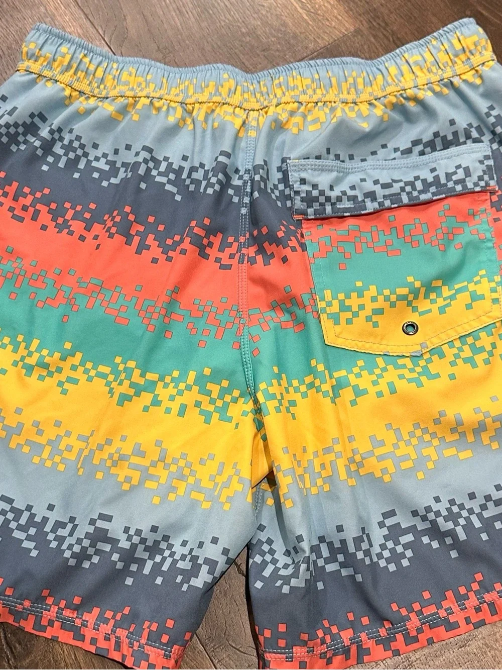 Men's SAXX Multicolor Pixel-Stripe Swim Shorts